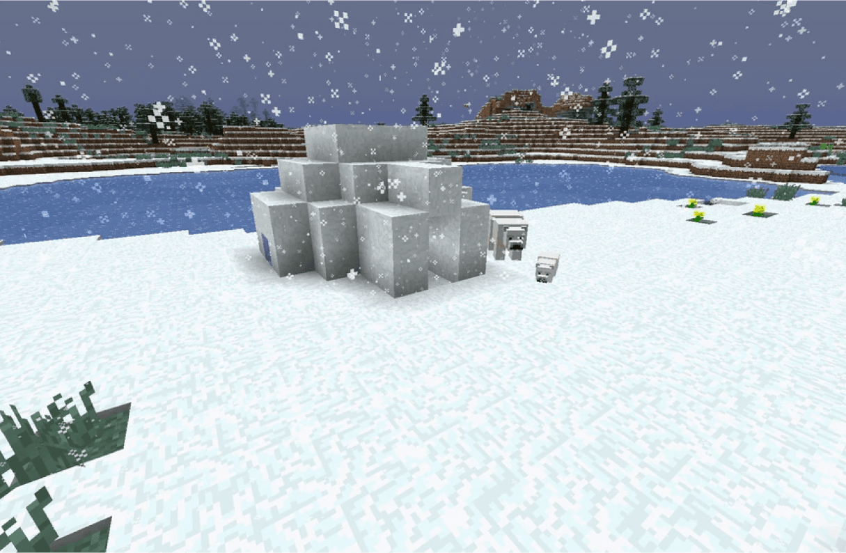 Un bioma pianura innevata in Minecraft